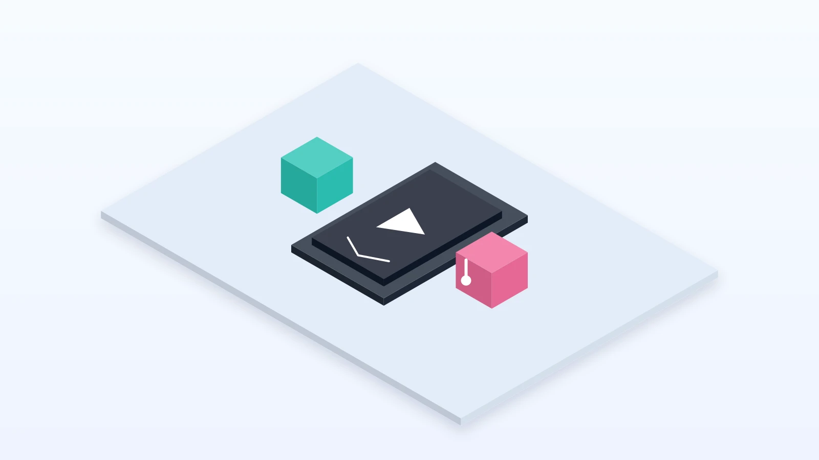 3D-isometrische telefoon met video en play-icoon plus muzieknoot